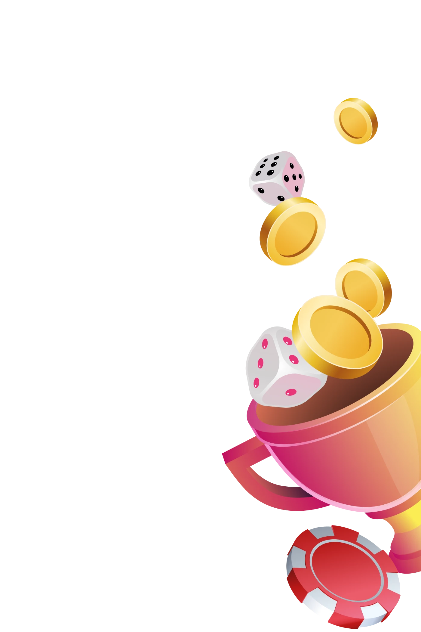 Casino trophy with coins and dice